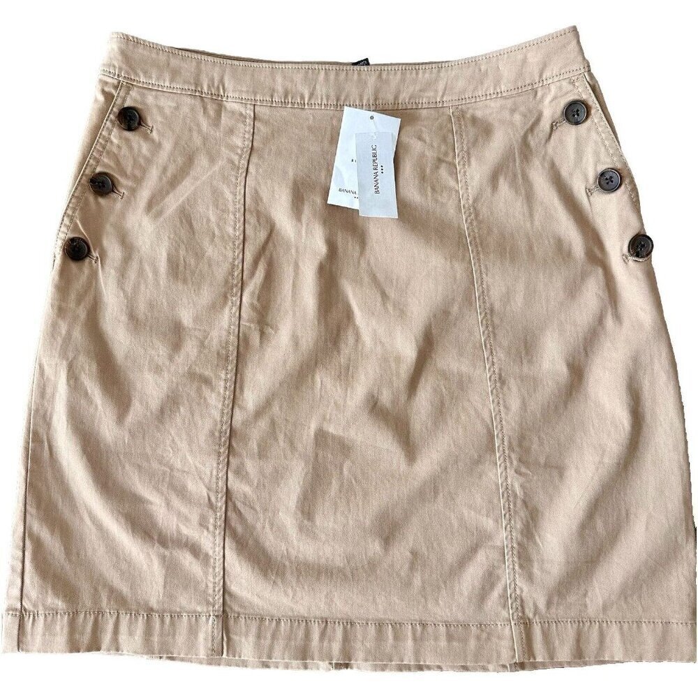 NEW Banana Republic Women's Sz 4 Casual Skirt Khaki Side Button Accents
